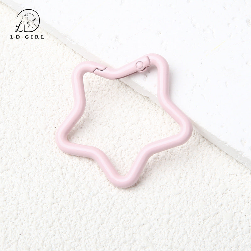 A paint alloy big heart, five-pointed star, spring ring, keychain, spring ring DIY jewelry accessories