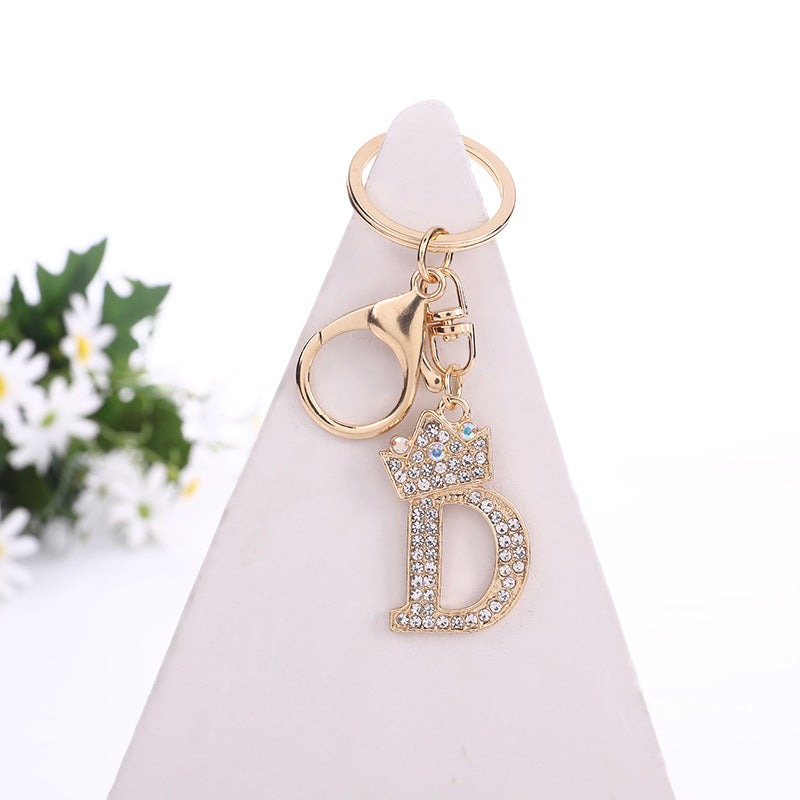 Metal Diamond letter keychain, premium key ring, rhinestone backpack charm