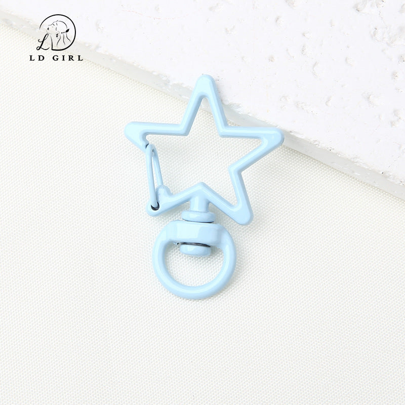 A pentagram spring buckle, colored alloy paint, keychain, DIY material