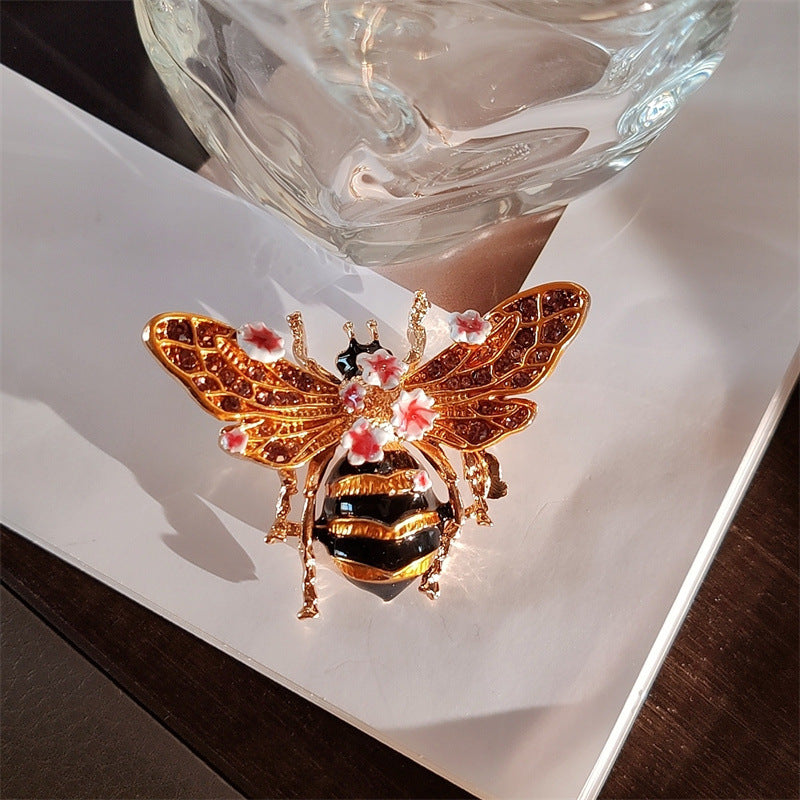 29-Type Hand Painted Enamel Sparkling Diamond Vintage Animal Brooch, Pink Flower Fashion Brooch