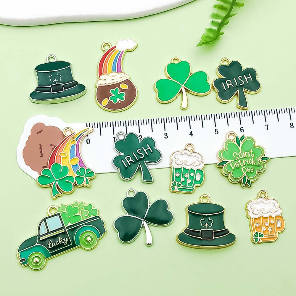 NO.15-2 Green gold plated enamel charm metal, alloy
