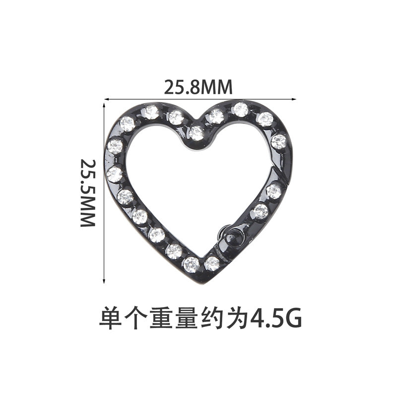 A25mm diamond set, love spring buckle, open ring, DIY jewelry accessories
