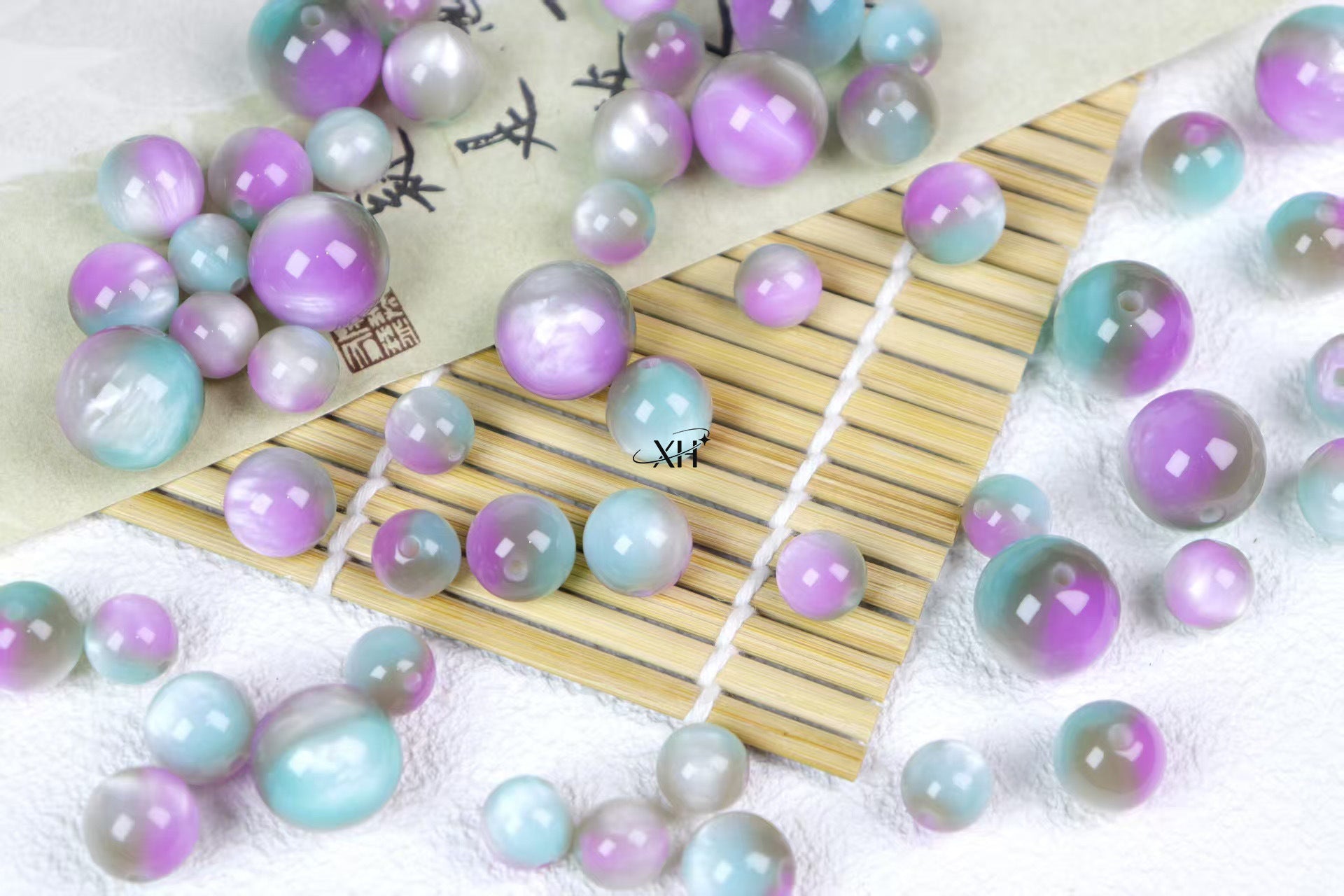 NO.7 Three in one Colors Resin Beads A  三分春