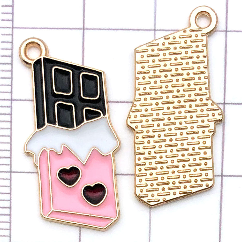 NO.20-3 Pink gold plated enamel charm