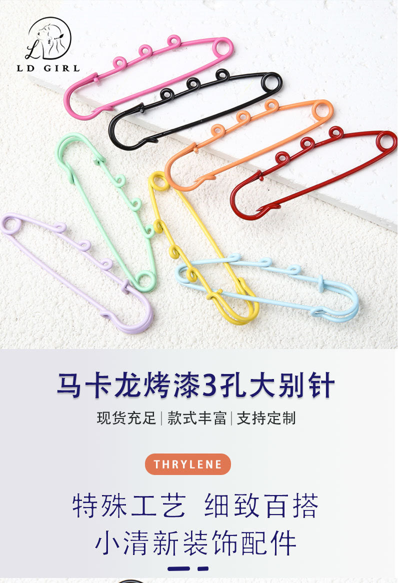 A6cm three-hole safety large pin, waist buckle, pin, breast buckle, DIY jewelry accessories
