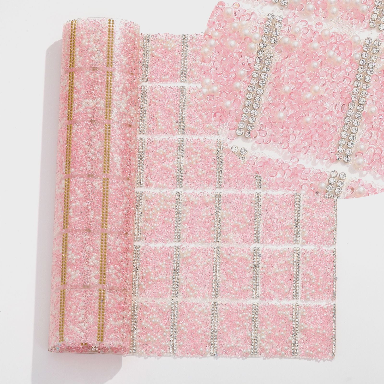 7-Color Pointed bottom with pearl double-sided glue square diamond piece [whole piece 24 * 40cm small square 3 * 4cm]