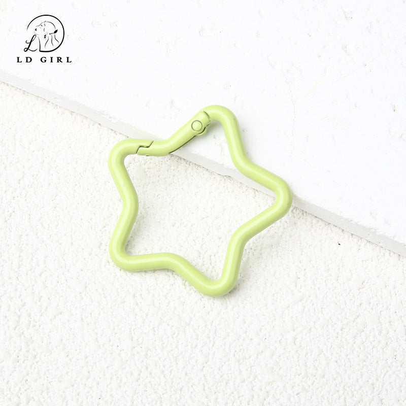 A paint alloy big heart, five-pointed star, spring ring, keychain, spring ring DIY jewelry accessories