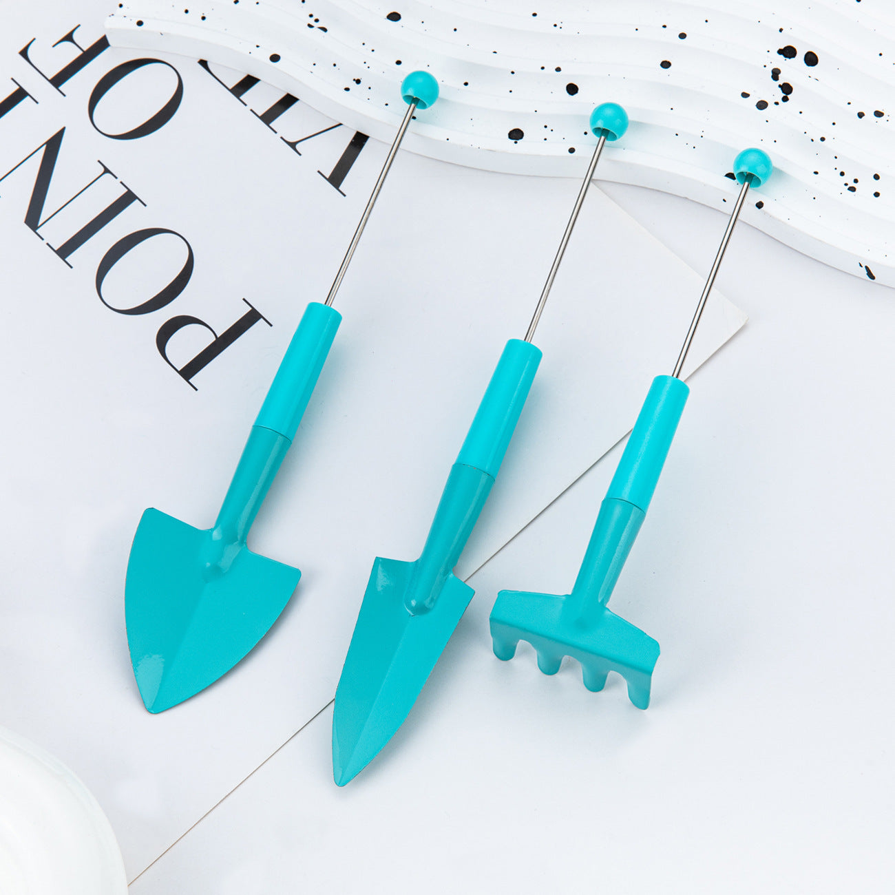 DIY beaded gardening three-piece set, small potted shovel, small garden shovel, indoor flower potted soil loosening tool