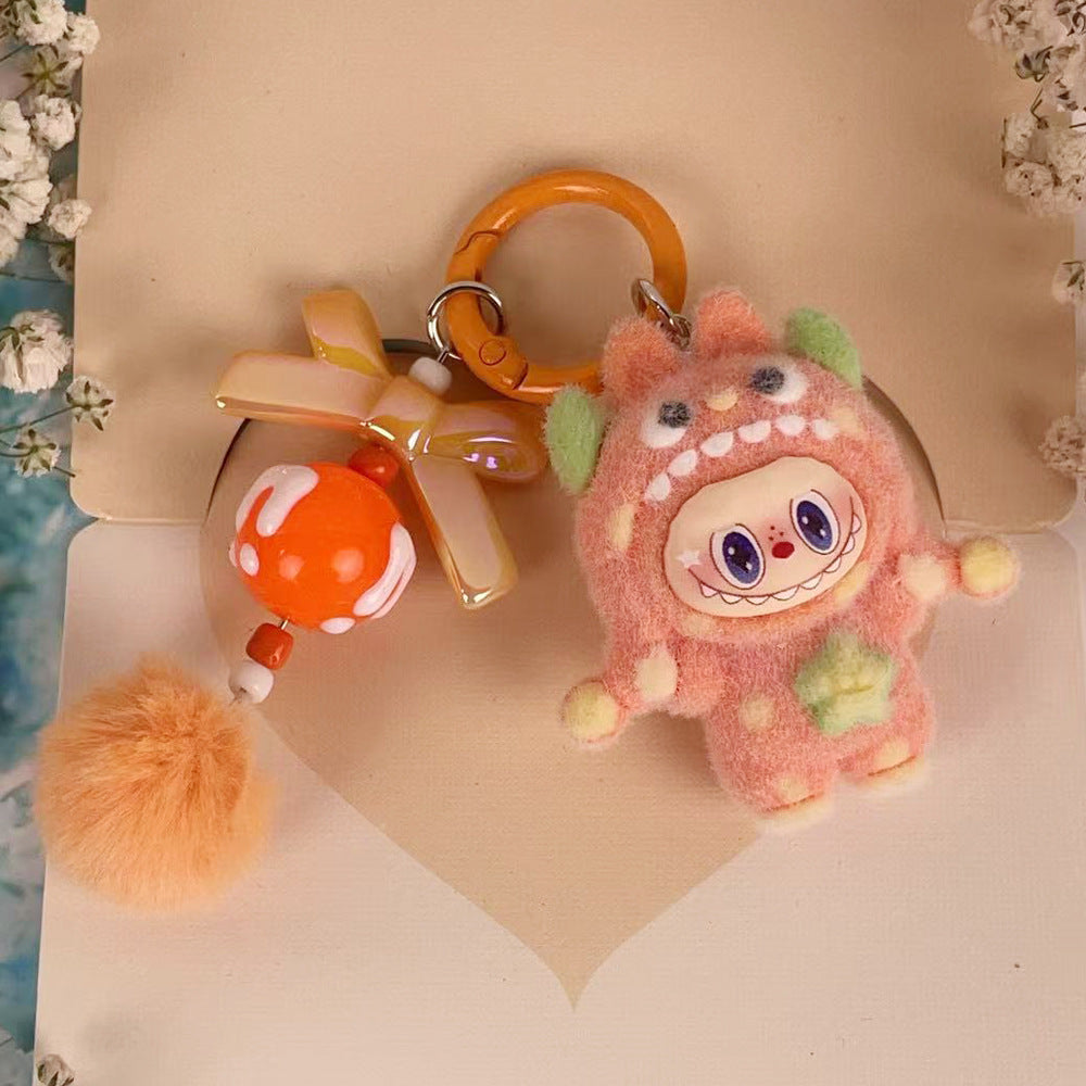 Flocking multi-point monster cloth cloth, jewelry accessories, cartoon DIY keychain.