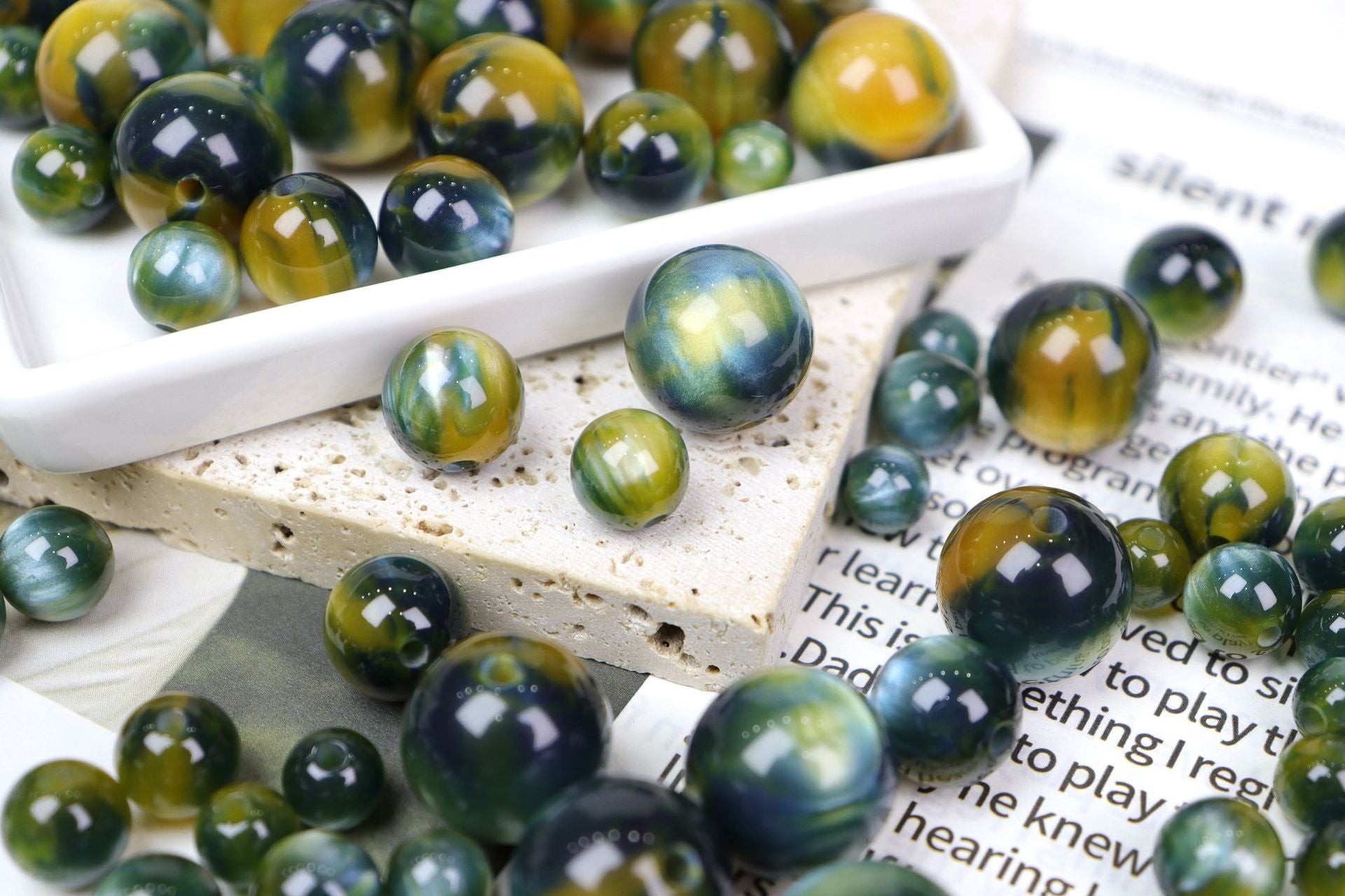 NO.25 Monet oil painting style vintage resin beads （莫奈油画风）朽木生花