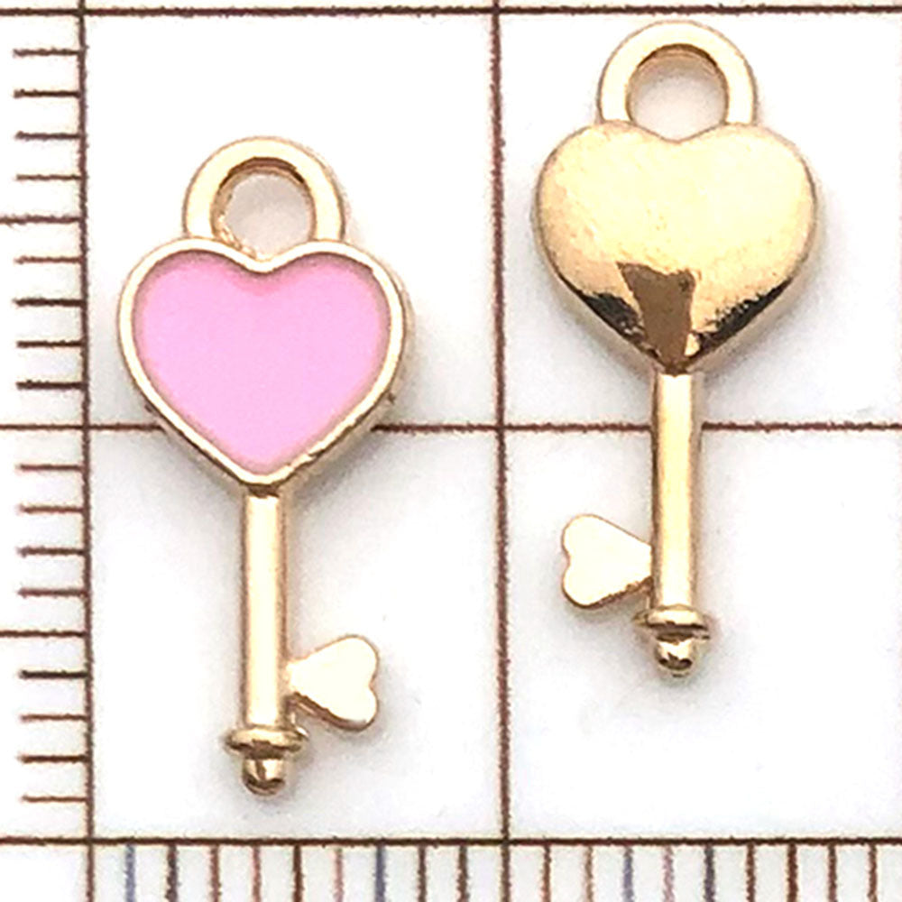 NO.20-3 Pink gold plated enamel charm