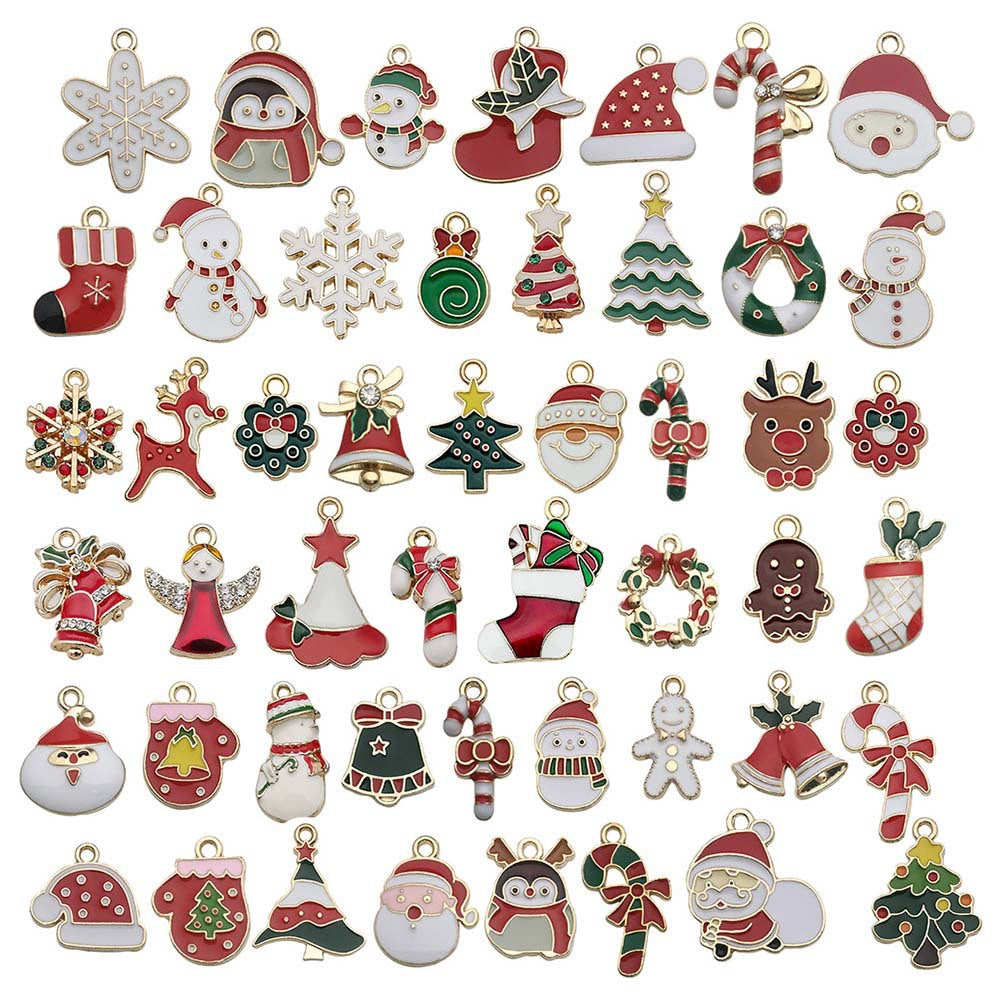 50 assorted gold plated enamel christmas charm
