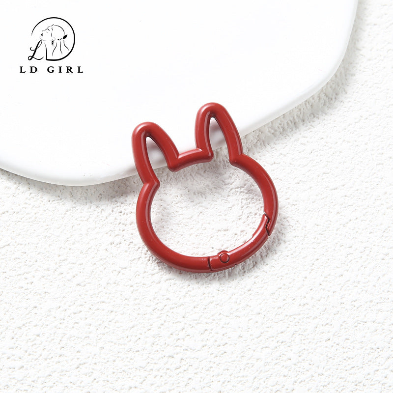 A large rabbit spring buckle, open ring, colorful spring ring