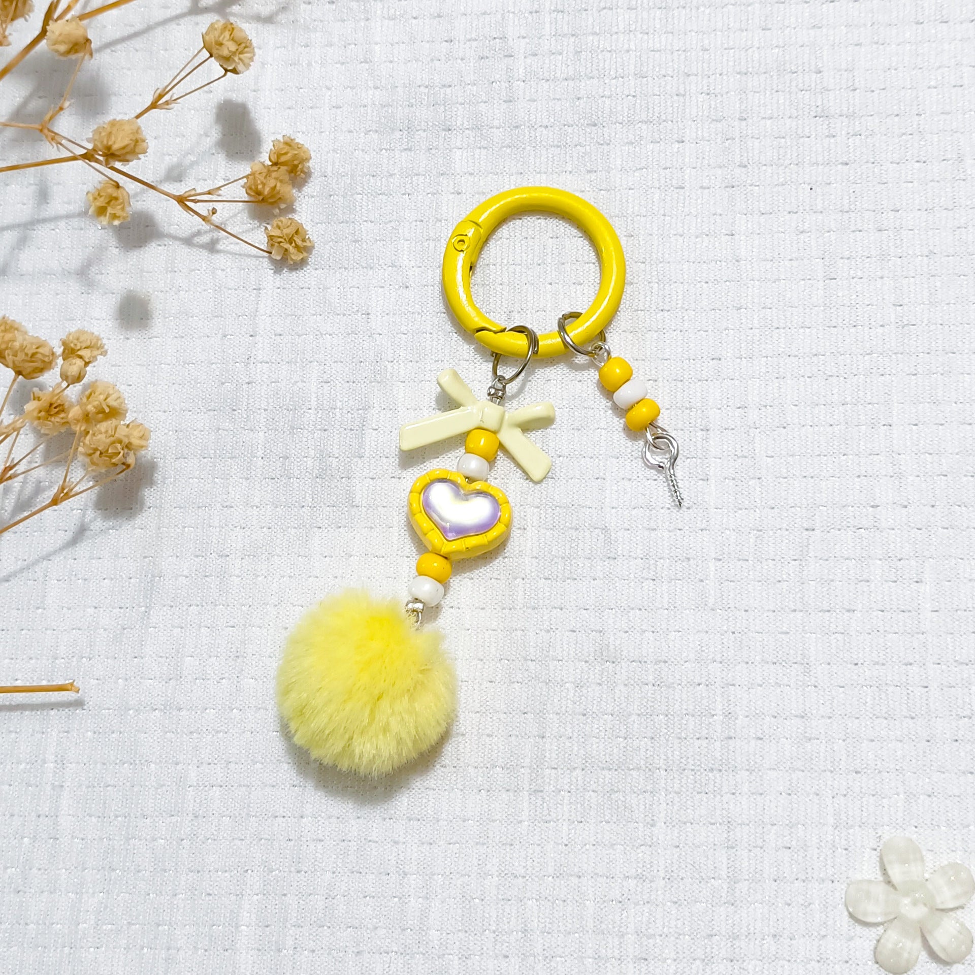 Alloy hairball beaded pendant, DIY mobile phone chain