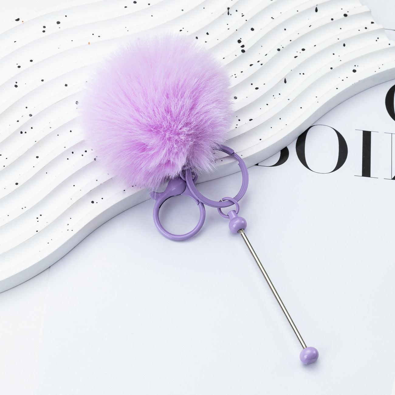 DIY beaded hairball keychain, creative plush keychain