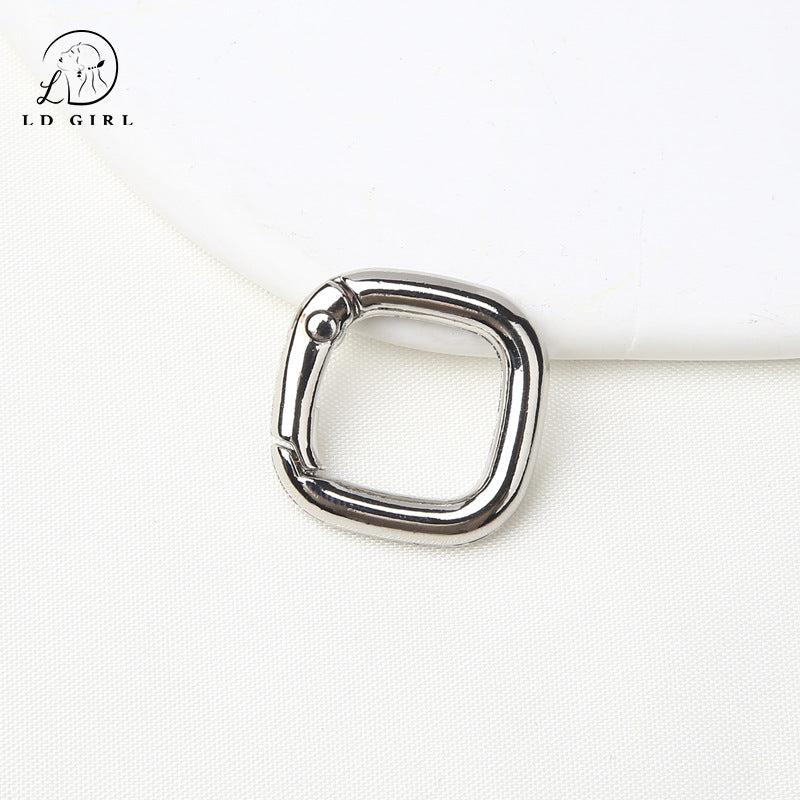 A colored paint, square spring buckle, DIY alloy jewelry accessories, keychain