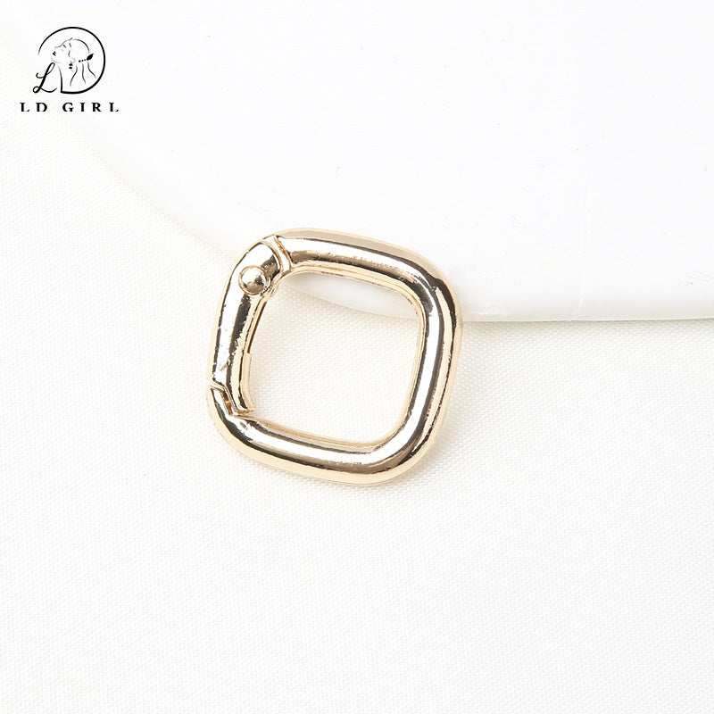 A colored paint, square spring buckle, DIY alloy jewelry accessories, keychain