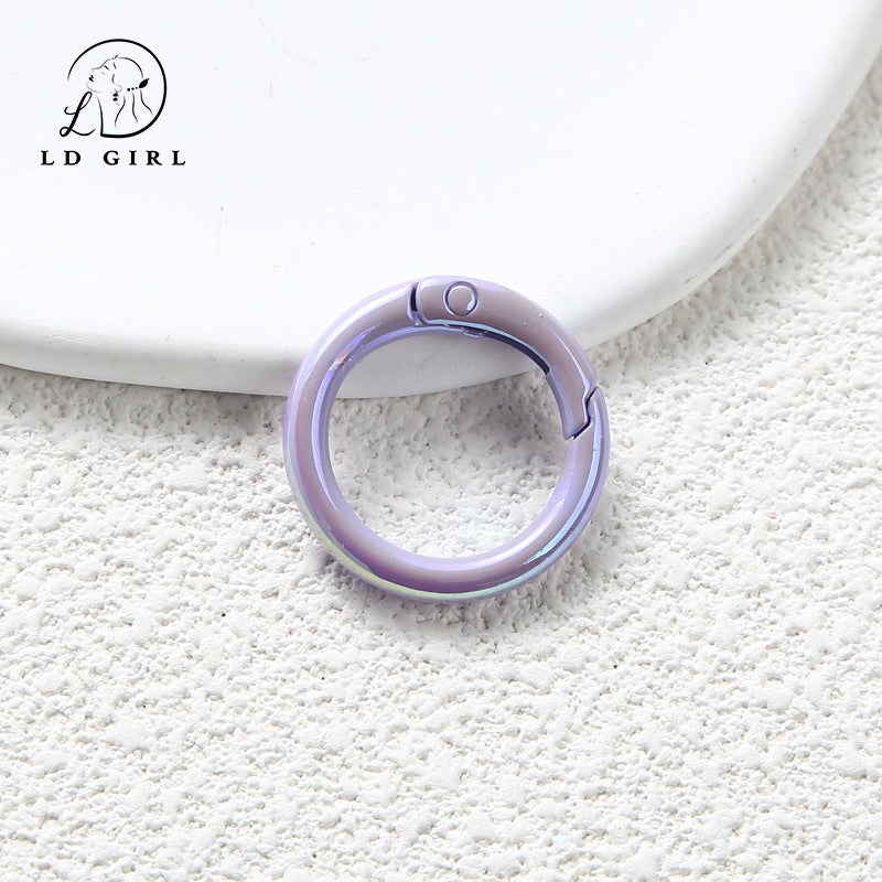 A Color electroplated spring buckle, paint zinc alloy, spring ring, round buckle, jewelry accessories, DIY handmade spring buckle