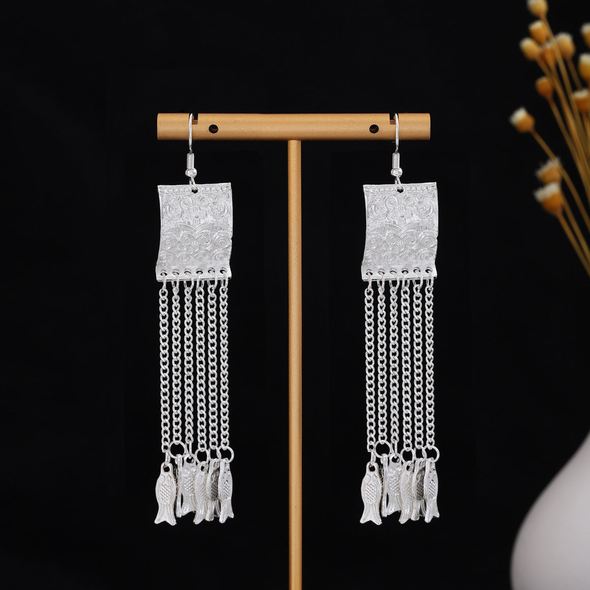 E6,Miao silver earrings