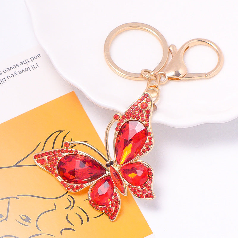 18-Color Stone Diamond Butterfly Keychain, Necklace