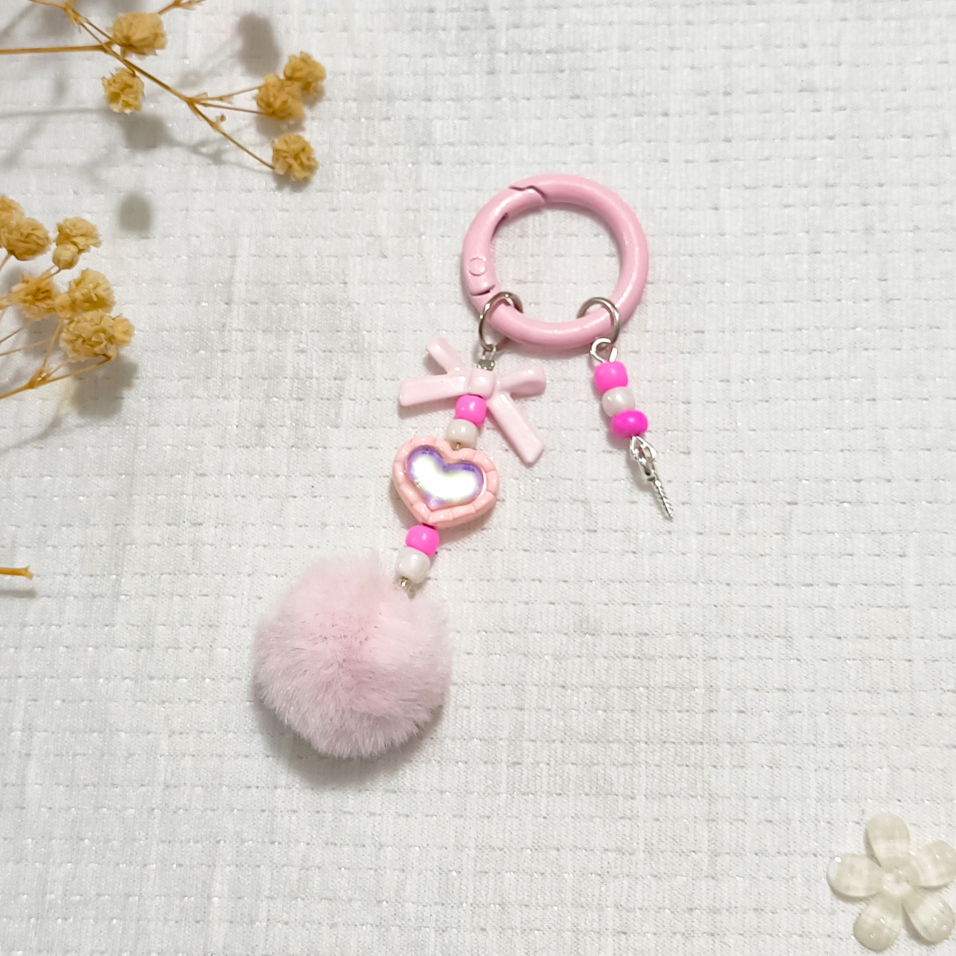 Alloy hairball beaded pendant, DIY mobile phone chain