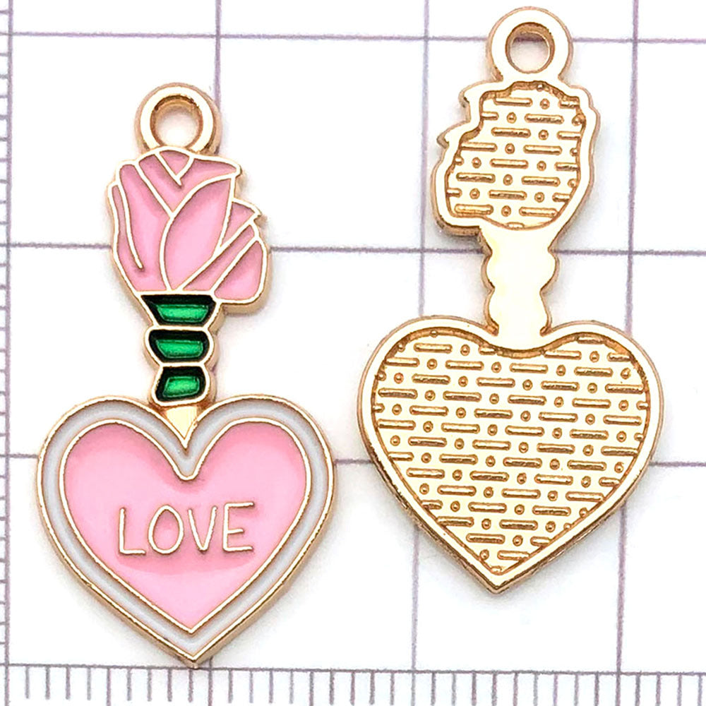 NO.20-3 Pink gold plated enamel charm
