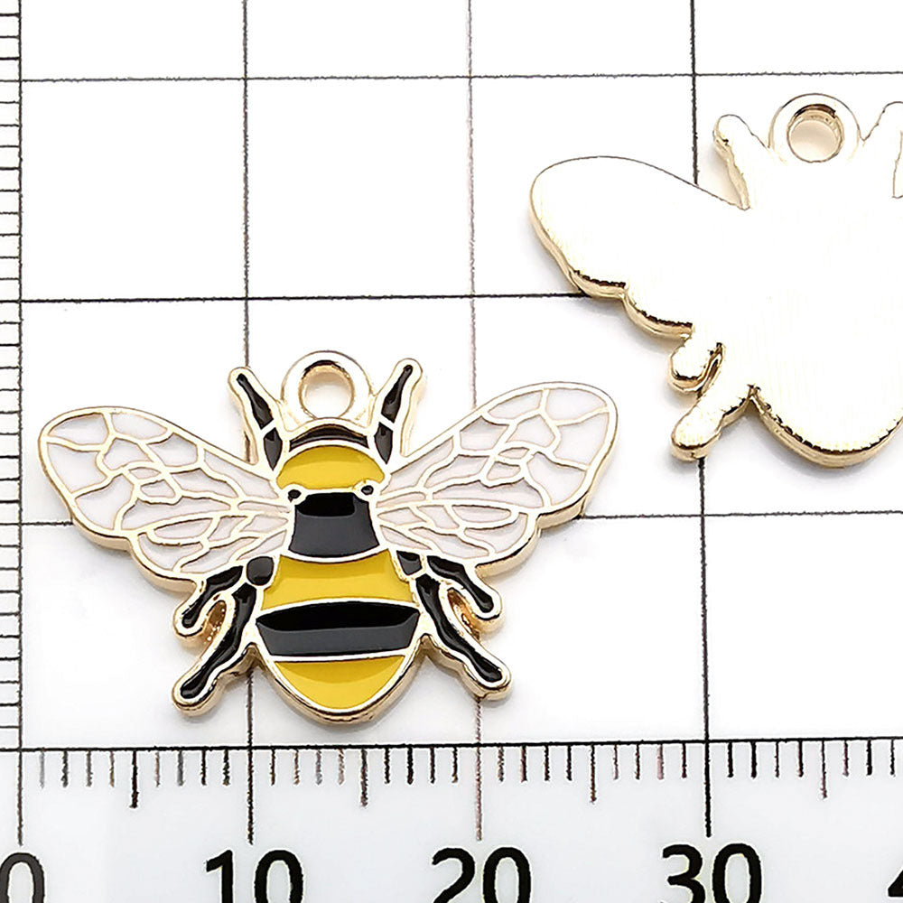 NO.23-3 Alloy bee series gold plated enamel charm