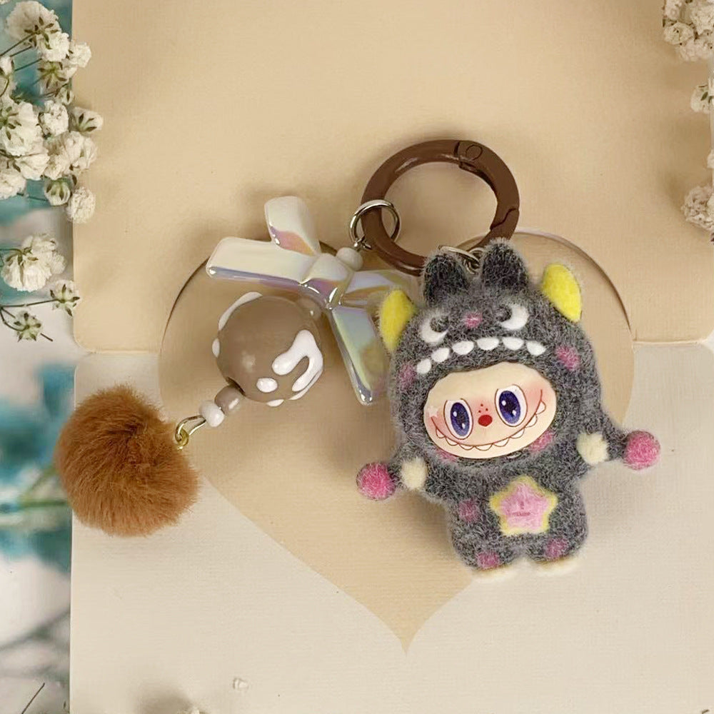 Flocking multi-point monster cloth cloth, jewelry accessories, cartoon DIY keychain.