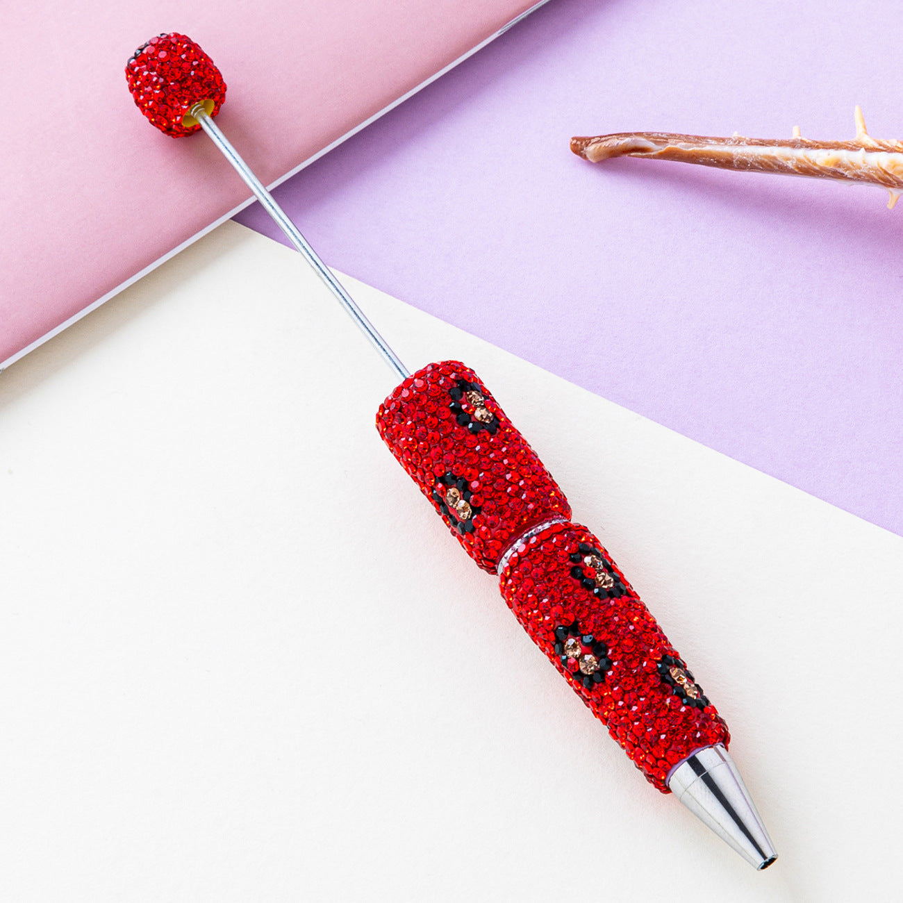 DIY Leopard print bead pen, handmade sticker drill pen