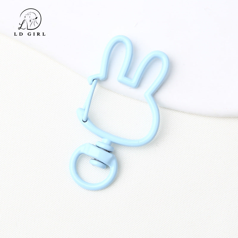 A spring buckle, universal rotation, candy-colored bunny, cat love keychain, DIY jewelry accessories.