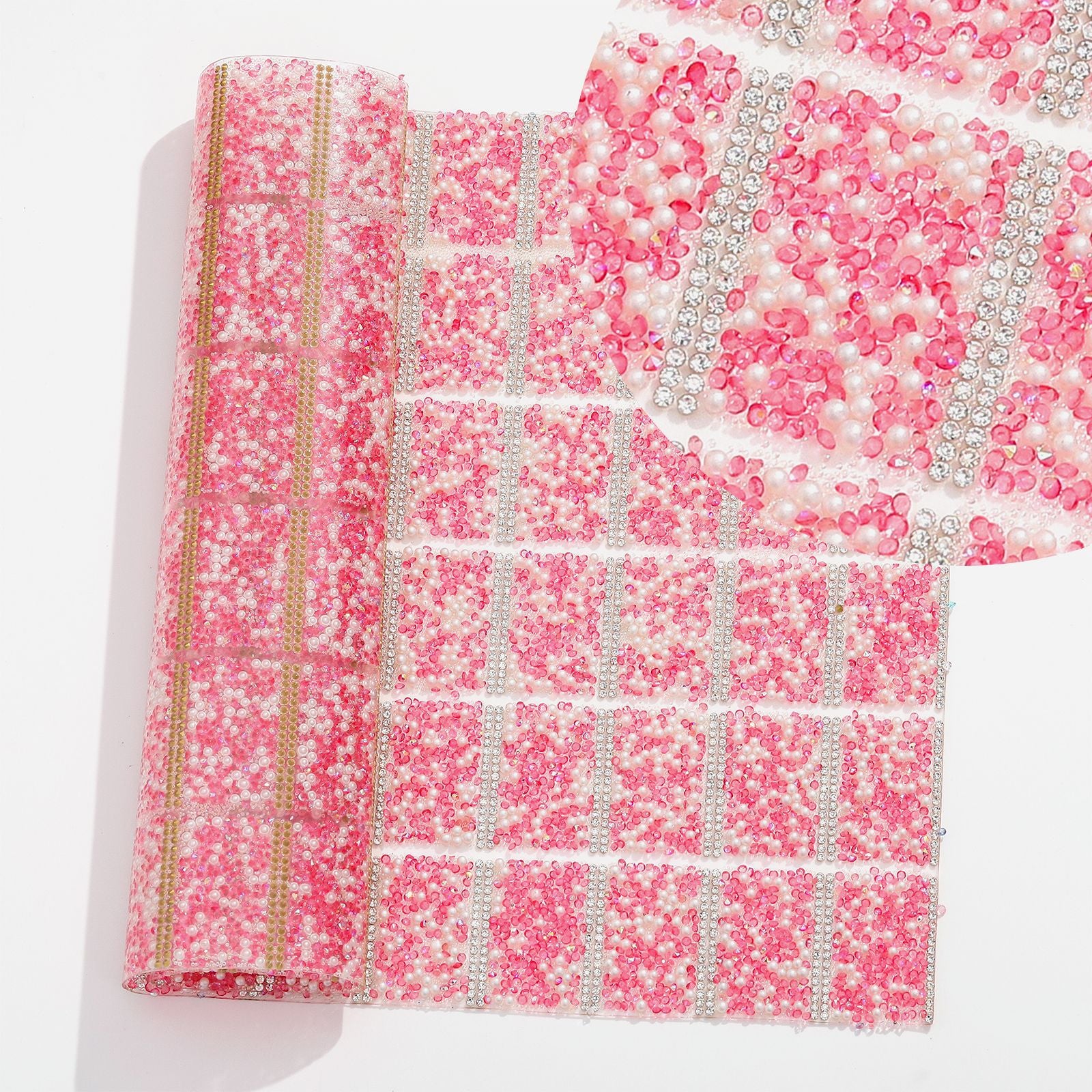 7-Color Pointed bottom with pearl double-sided glue square diamond piece [whole piece 24 * 40cm small square 3 * 4cm]