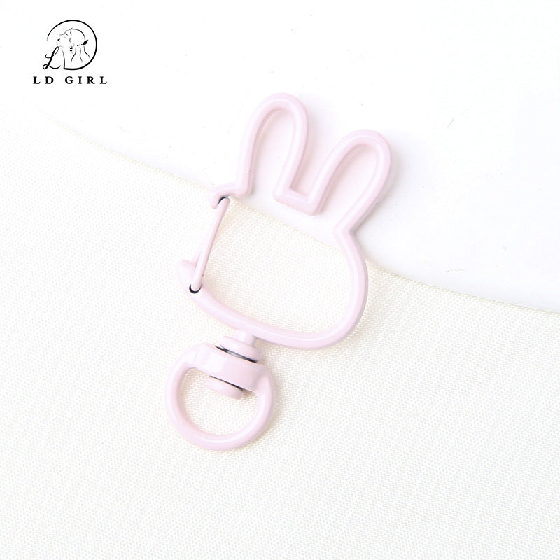 A spring buckle, universal rotation, candy-colored bunny, cat love keychain, DIY jewelry accessories.