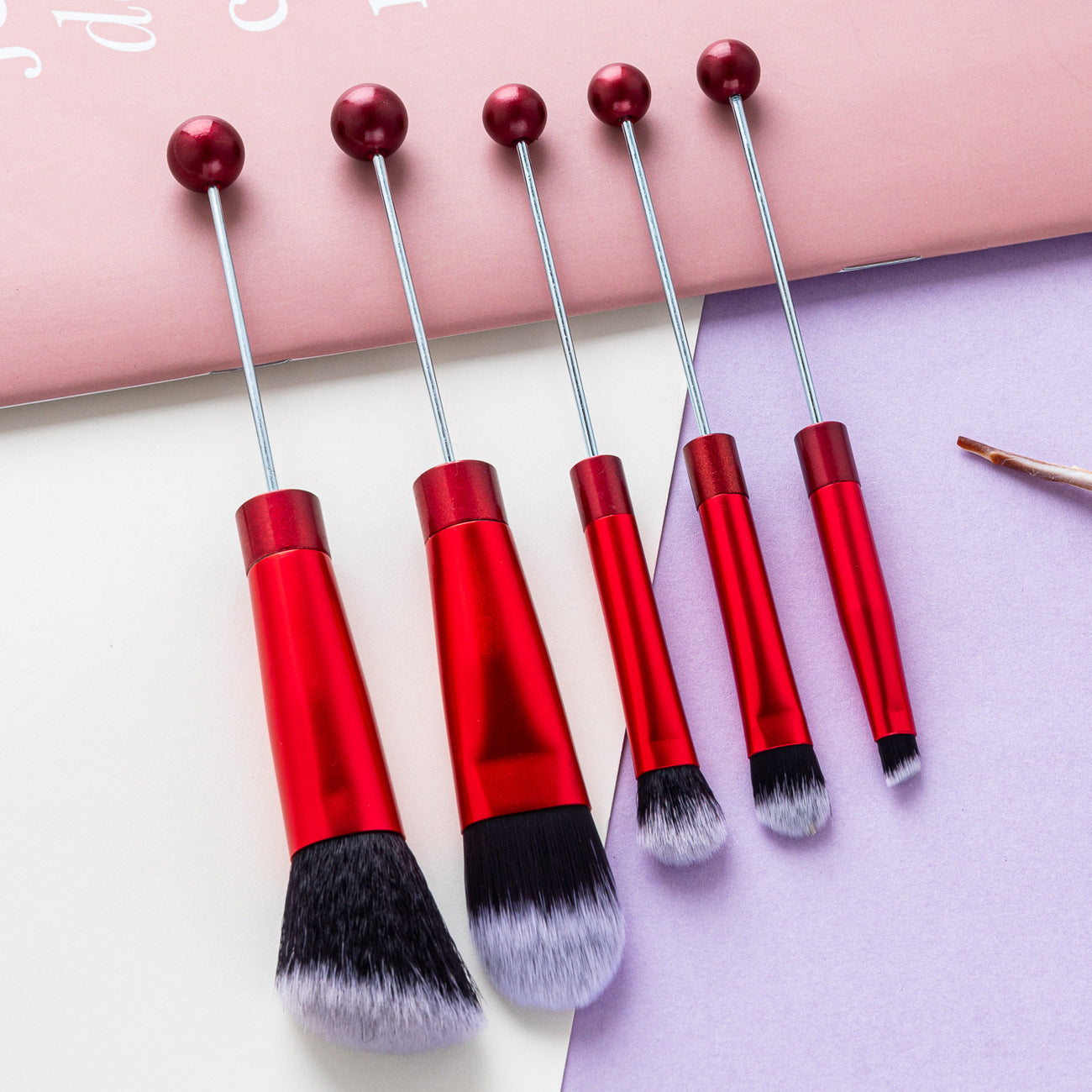 5 DIY metal handles, beaded makeup brush set