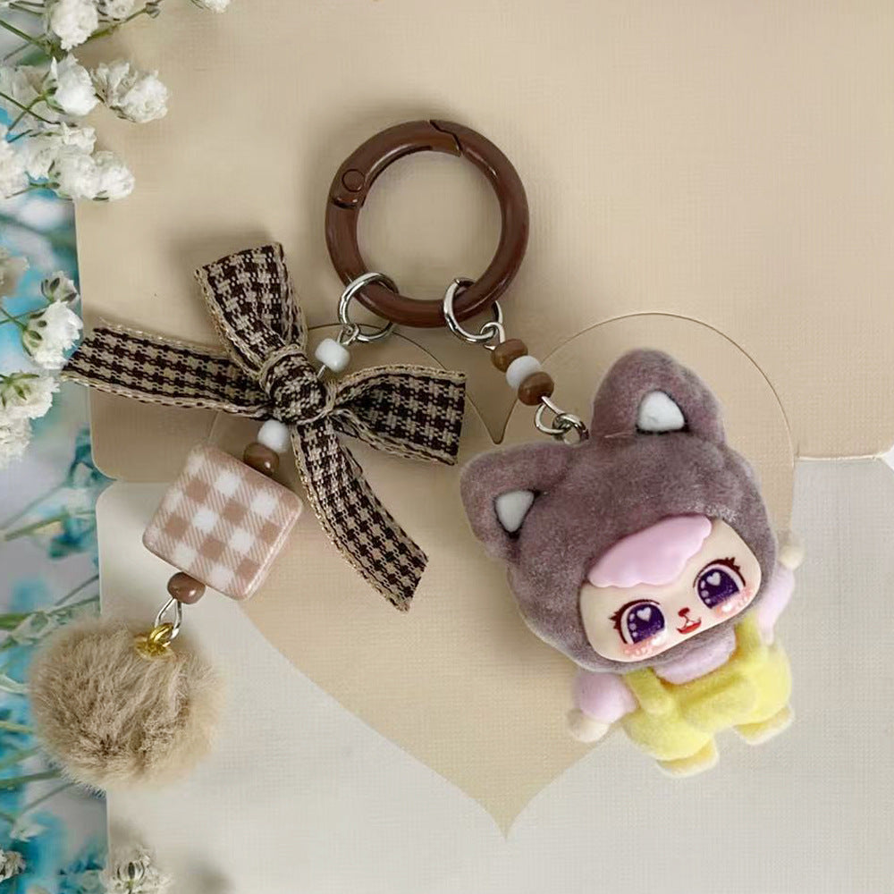 Flocking beckoning cat pear, cat jewelry accessories B