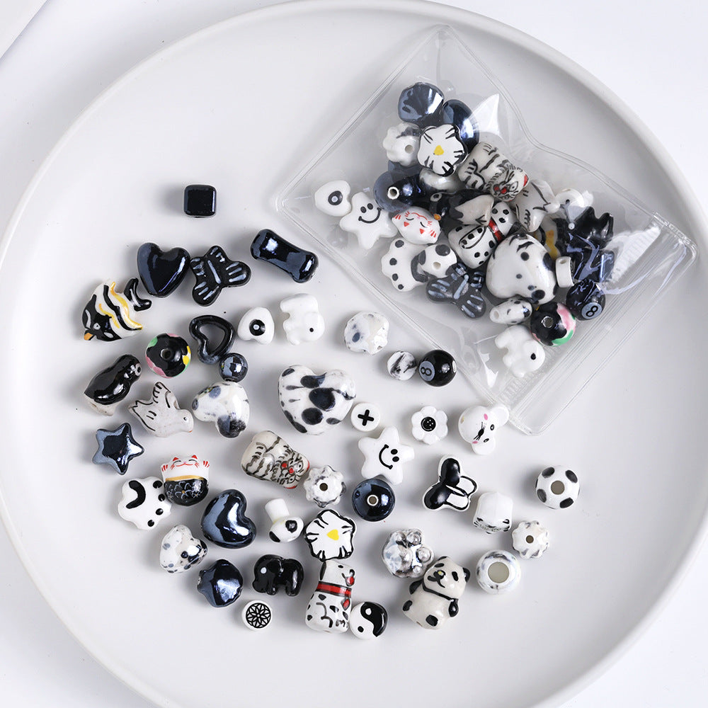 Ceramic mixed beads sets, hand-painted DIY accessories sets