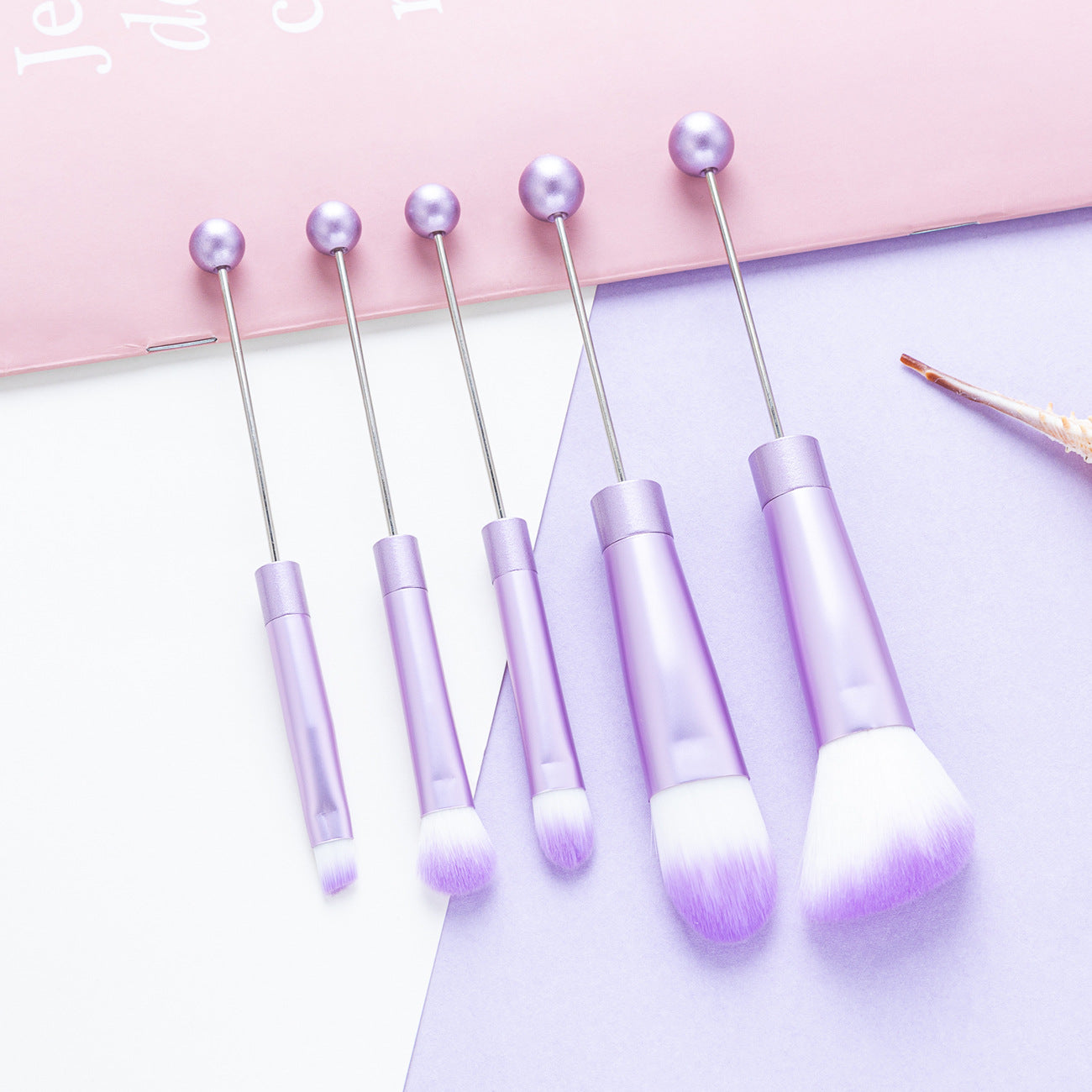 5 DIY metal handles, beaded makeup brush set