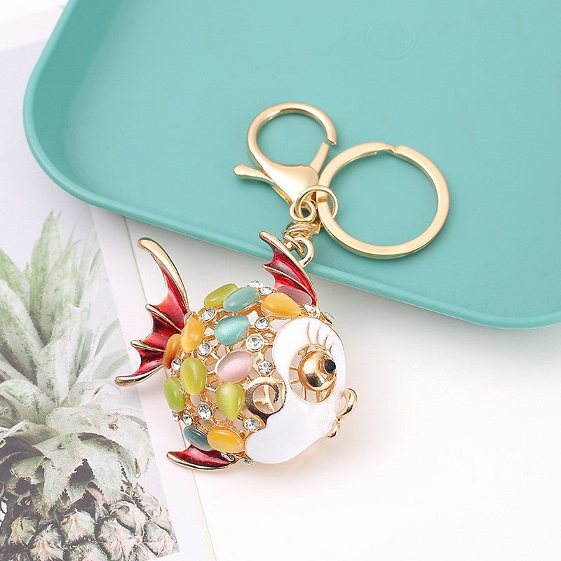 9-Type Colorful Ocean Animal Diamond Wallet Pendant Key Ring