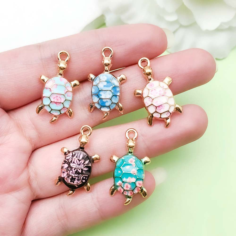 NO.18 Turtle gold plated enamel charm metal, alloy