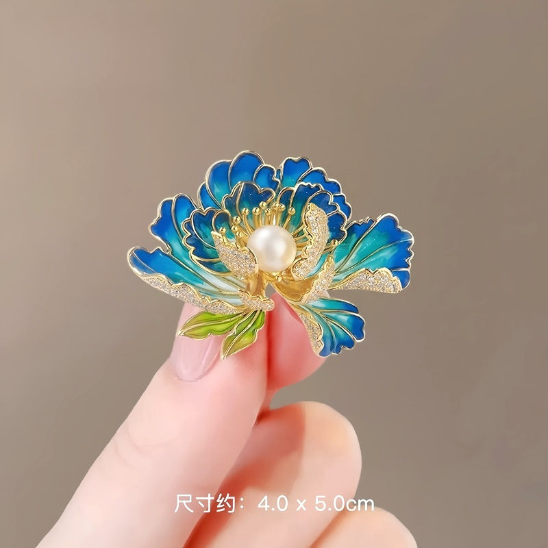 29-Type Hand Painted Enamel Sparkling Diamond Vintage Animal Brooch, Pink Flower Fashion Brooch