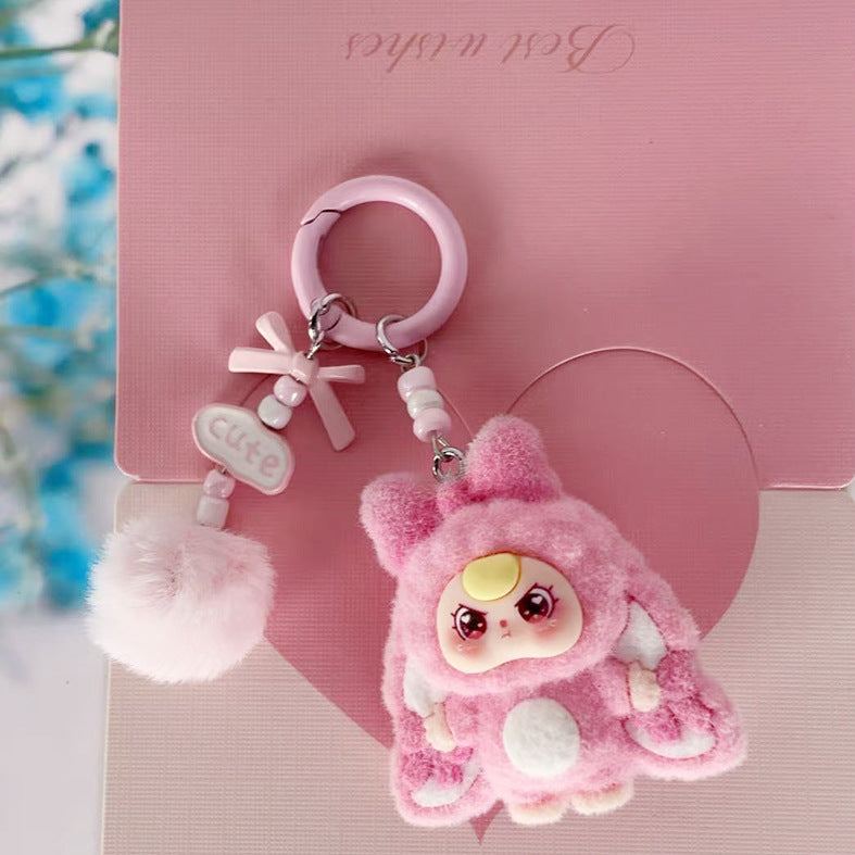 Flocking new three-year-old baby, DIY keychain, pendant.