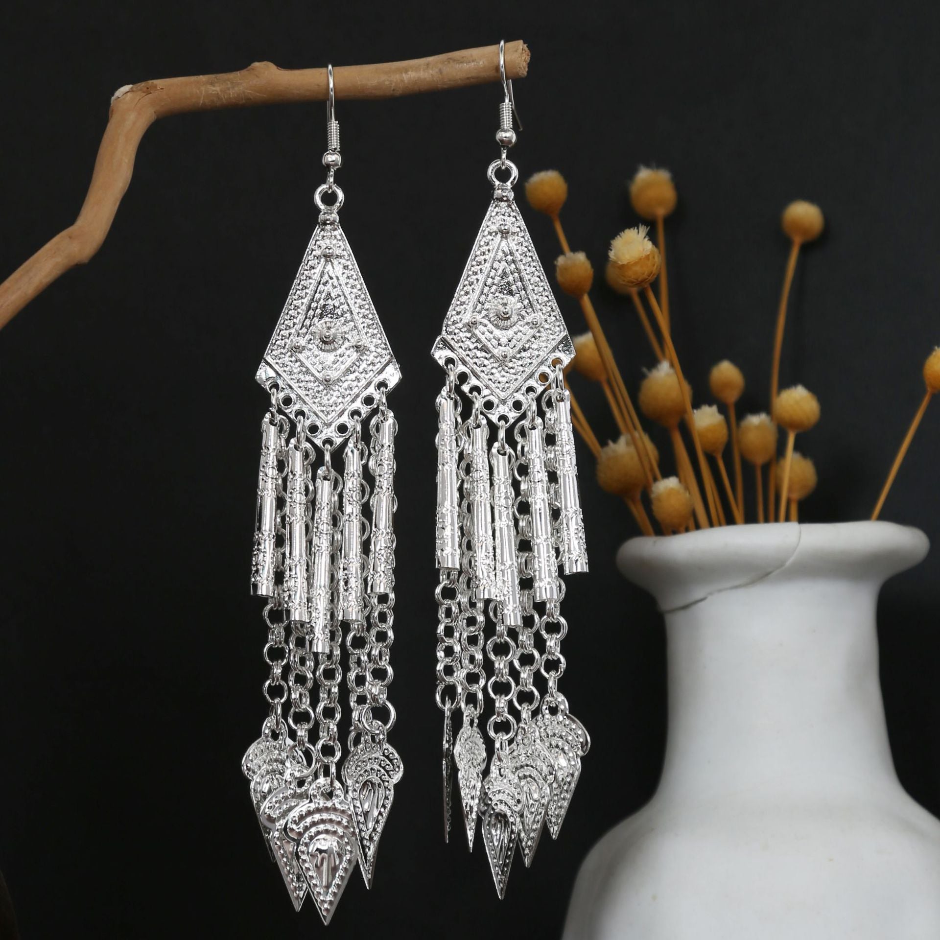 E6,Miao silver earrings