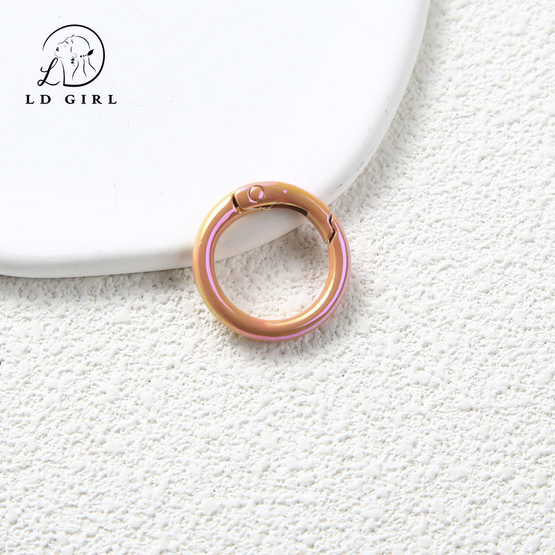 A Color electroplated spring buckle, paint zinc alloy, spring ring, round buckle, jewelry accessories, DIY handmade spring buckle