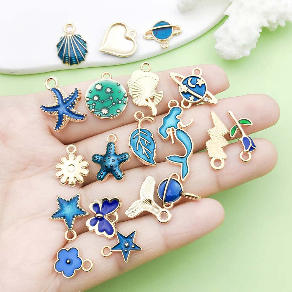 Dark blue20  assortment gold plated enamel charm  metal, alloys