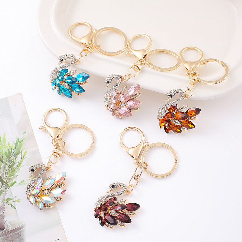 5-Color Diamond Swan Car, Keychain, Pendant, Cute Ladies Bag Accessories