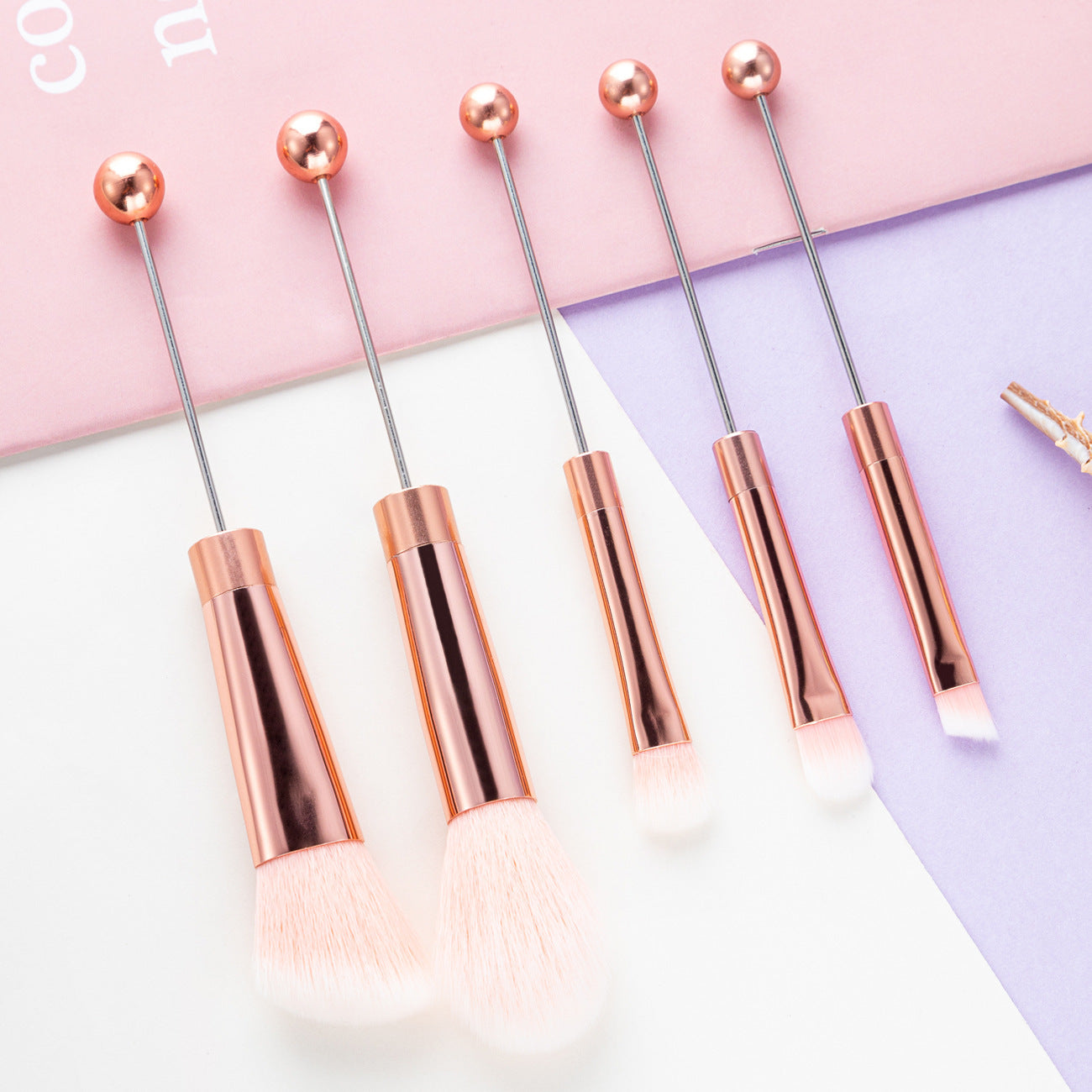 5 DIY metal handles, beaded makeup brush set