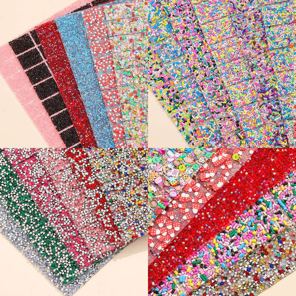 19-Type pointed bottom rhinestone with resin cylinder mixed double-sided rubber drill piece [whole piece 24 * 40cm small square 3 * 4cm]