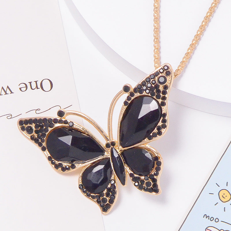 18-Color Stone Diamond Butterfly Keychain, Necklace