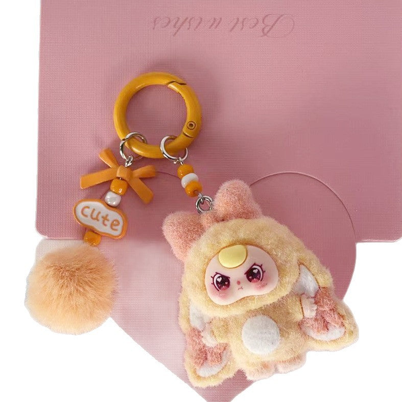 Flocking new three-year-old baby, DIY keychain, pendant.