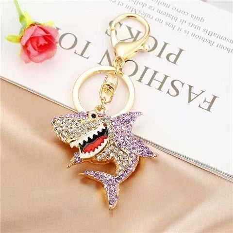 9-Type Colorful Ocean Animal Diamond Wallet Pendant Key Ring
