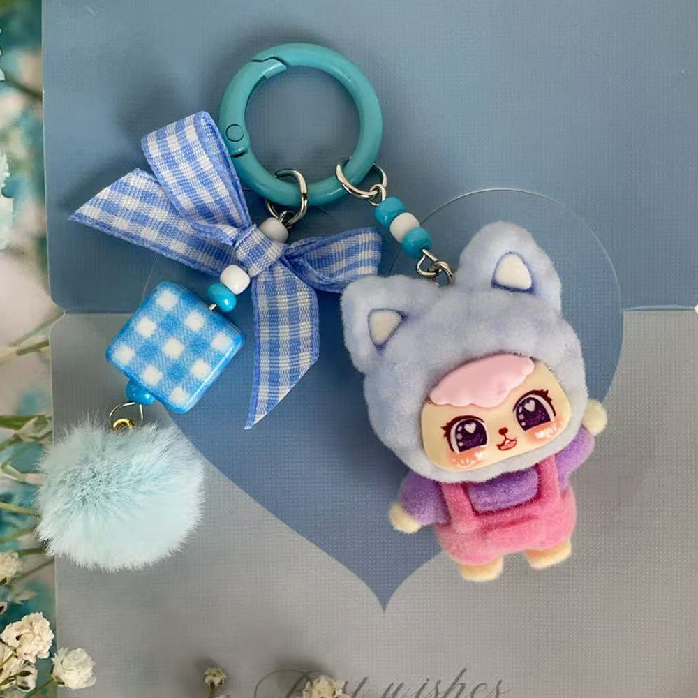 Flocking beckoning cat pear, cat jewelry accessories B